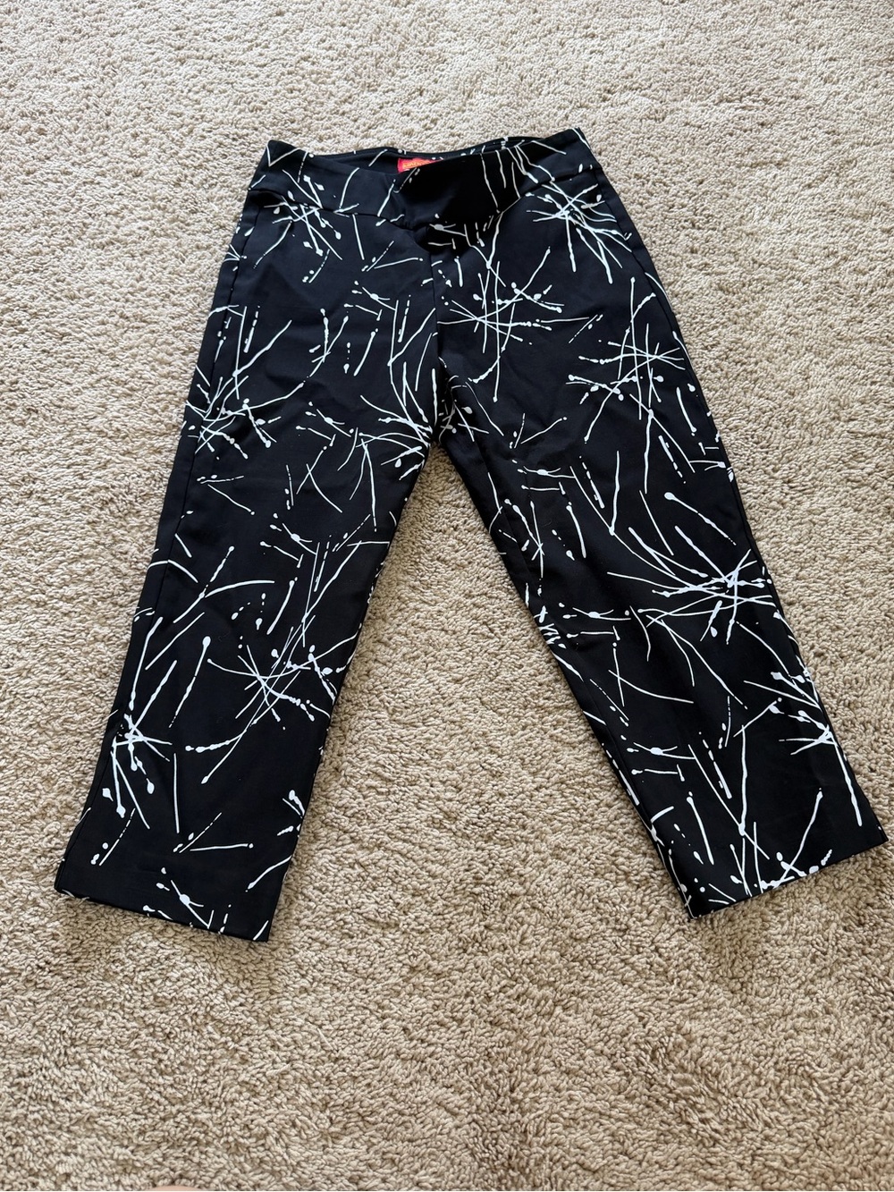 Vintage Krazy Larry Abstract Print Pull On Pants Women’s Size 8 Black White